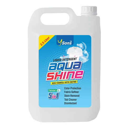 Aqua Shine liquid detergent container with blue label on a white background