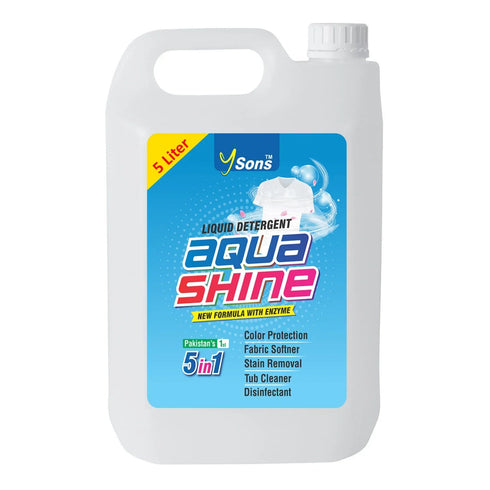 5-liter container of Aqua Shine liquid detergent on a white background
