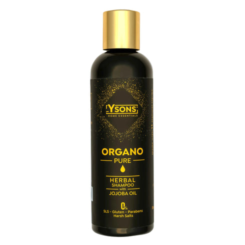 Ysons Organo Pure Herbal Shampoo bottle on a white background