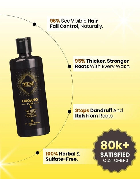 Organo Pure Herbal Shampoo - Anti Dandruff & Anti Hairfall - Y Sons Home Essentials